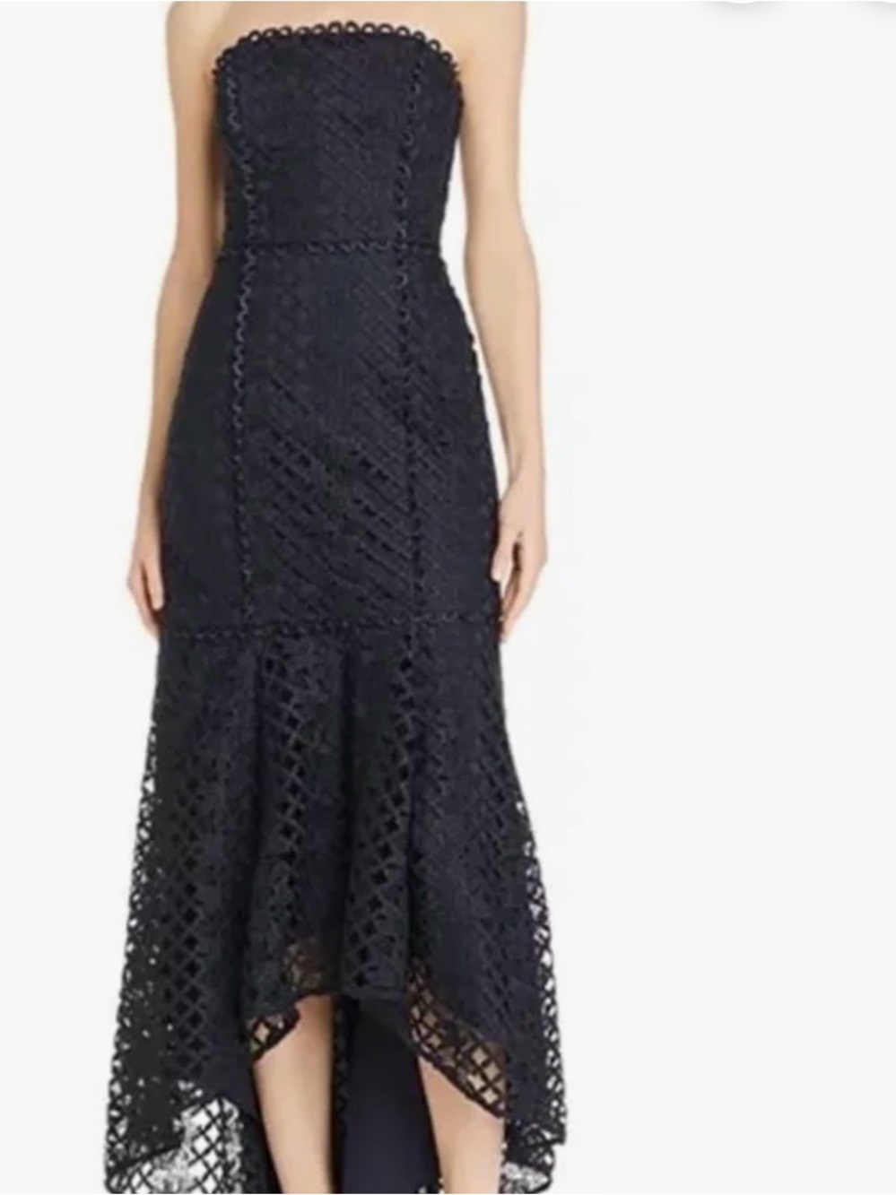 KEEPSAKE the Label Black Strapless Lace High-Low Dress